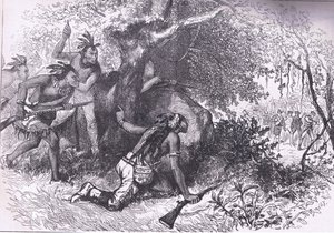 Tradimento dei Cherokee 1760, illustrazione da Cassells History of the United States pubblicata da Cassell, Petter & Galpin, c.1900 da American English school
