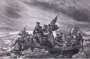 Washington attraversa il Delaware, illustrazione da Cassells History of the United States pubblicata da Cassell, Petter & Galpin, c.1900 (litografia) da American English school