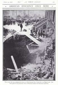 Crollo di parte del tunnel della metropolitana su Park Avenue, New York City, USA, 22 marzo 1902 da American Photographer (after)