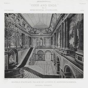 Scala di Marmo, Palazzo di Ludwig II, Herrenchiemsee, Baviera, Germania (foto in b/n)