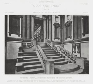 Scala del vestibolo nella Biblioteca Laurenziana, Firenze, Italia da American Photographer (after)
