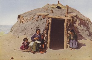 Elle di Ganado, Indian Building, Albuquerque, la più famosa tessitrice tra i Navajos (foto a colori) da American Photographer