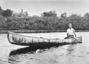 Franklin D. Roosevelt in canoa a Campobello Island, New Brunswick