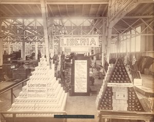 Esposizione di sapone e caffè della Liberia, Agricultural Hall, Esposizione del Centenario di Filadelfia, 1876 (foto all