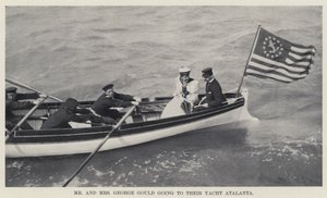 Il signor e la signora George Gould che vanno al loro yacht Atalanta da American Photographer