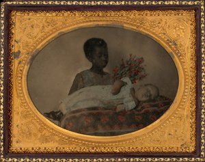 Ritratto di ragazza e bambino post mortem, c. 1860 (foto) da American Photographer