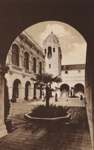 San Diego: Edificio del Patio delle contee della California meridionale, Esposizione di Panama-California (foto b/n) da American Photographer