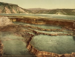 Summit Basin, Mammoth Hot Spring, Parco Nazionale di Yellowstone, c.1898