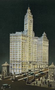 Edificio Wrigley, Sezione Sud e Nord, di notte