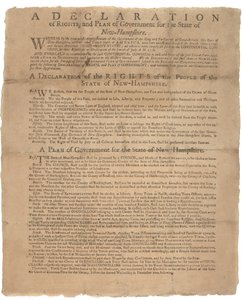 Dichiarazione dei diritti e richiesta di governo per lo Stato del New Hampshire, 1779 da American School