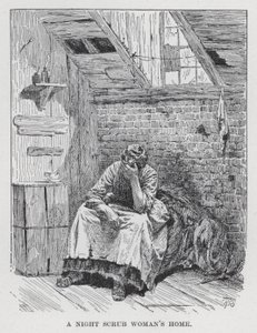 La casa di una donna delle pulizie notturna (litografia) da American School