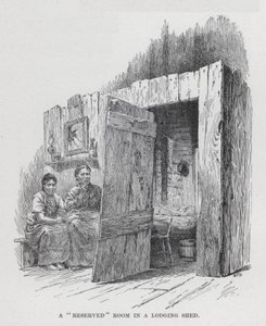 Una stanza "riservata" in un rifugio (litografia) da American School