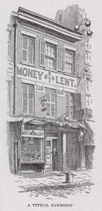 Un banco dei pegni tipico (litografia) da American School
