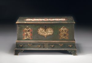 Cassapanca decorata con pittura, iscritta Susana Scheblern, probabilmente Lancaster County, Pennsylvania, 1790 da American School