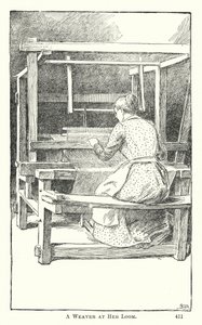 Una tessitrice al suo telaio (incisione) da American School