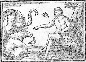 Adamo che nomina gli animali, illustrazione da Un compendio della storia della Sacra Bibbia, pubblicato 1794 da American School