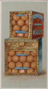 Pubblicità per i biscotti alla crema di vaniglia di Kennedy da American School