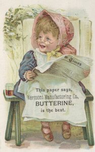 Pubblicità per il burro di Vermont Manufacturing Co., c.1880 da American School