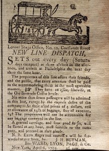 Pubblicità per la New Line Dispatch, dal New York Journal & Patriotic Register, 6 aprile 1793
