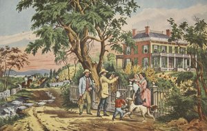 Vita di campagna americana - Pomeriggio di ottobre, pub. 1855, Currier & Ives da American School