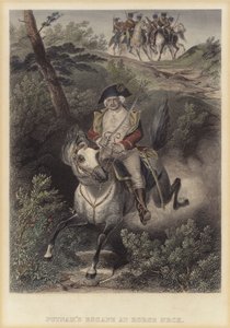 La fuga del generale americano Israel Putnam dai britannici a Horse Neck, Connecticut, Guerra d