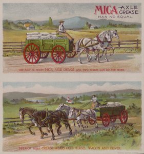 Carta commerciale americana che pubblicizza il grasso per assi Mica