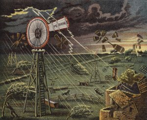 Cartolina pubblicitaria americana per mulini a vento Perkins