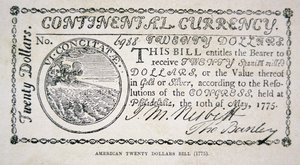 Banconota americana da venti dollari del 1775