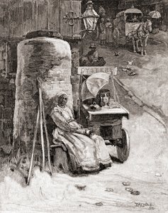 Una venditrice di ostriche con il suo carretto vicino al Washington Navy Yard, Washington D.C., nel XIX secolo, da 