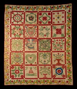 Trapunta album applique, L & M, 1860 da American School
