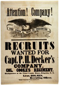 Attenzione! Compagnia!, manifesto di reclutamento per la 156a fanteria di New York, 1862 da American School