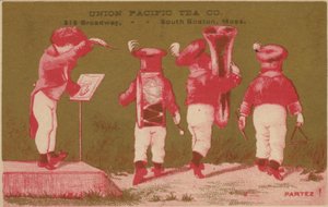 Banda, pubblicità della Union Pacific Tea Co, South Boston da American School