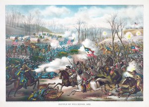 Battaglia di Pea Ridge, Arkansas, pub. Kurz & Allison, 1889 da American School