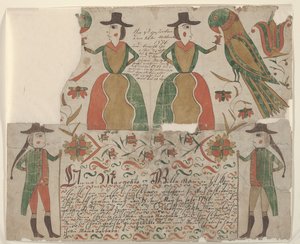 Certificato di nascita e battesimo per Anna Margräta Willeman, Fraktur Painting, c.1810 da American School