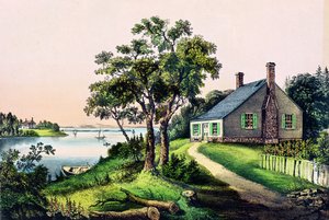 Luogo di nascita di George Washington a Bridges Creek, contea di Westmoreland, Virginia, 22 febbraio 1732, pubblicato da Currier e Ives da American School