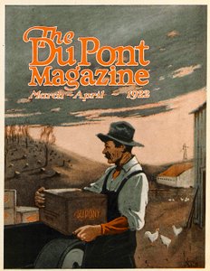 Macchine Perforatrici e Esplosivi Aiutanti Gemelli, copertina della rivista DuPont, marzo-aprile 1922 da American School