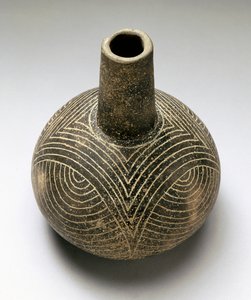 Bottiglia Baily incisa, Caddoan, 1200-1500 (ceramica) da American School