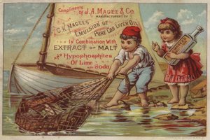 Ragazzo che tira una rete da pesca da American School