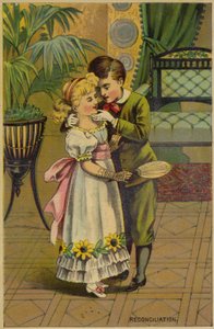 Ragazzo e ragazza che si baciano in riconciliazione da American School