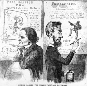 Butler impiccato, il negro libero, su carta, 1863 da American School