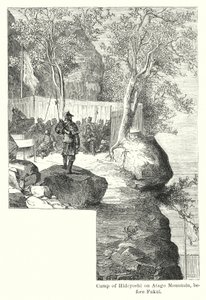 Campo di Hideyoshi sul monte Atago, prima di Fukui (incisione)