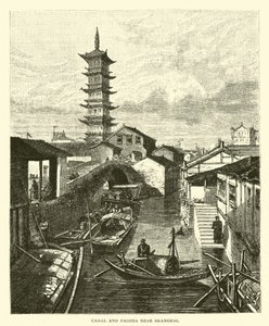 Canale e Pagoda vicino a Shanghai da American School