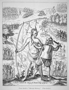 Capitano John Smith che cattura un Capo Indiano nel 1608, dalla 
