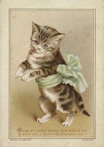 Gatto con fiocco verde