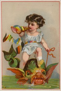 Cherubino che cavalca un pesce da American School