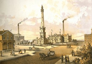 Acquedotto di Chicago, da Chicago Illustrated, con descrizioni letterarie di James W. Sheahan, pubblicato da Jevne & Almini, Chicago da American School
