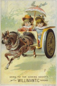 Bambini che viaggiano velocemente su un carro trainato da cavalli da American School