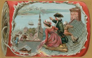 Bambini che osservano la Battaglia di Bunker Hill, 17 giugno 1775 da American School