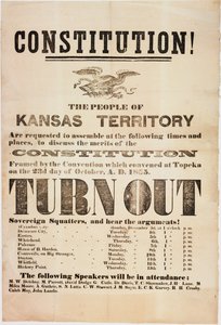 Costituzione! Il popolo del Territorio del Kansas è invitato a riunirsi..., stampato da E. C. K. Garvey & Co., c.23 ottobre 1855