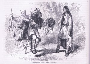 Indiani convertiti "Powows" 1695, illustrazione da Cassell